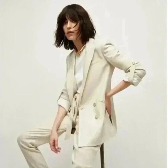 NWT Veronica Beard Parineti Linen Metallic Cream Silver Dickey Blazer Jacket 2 - Picture 1 of 16